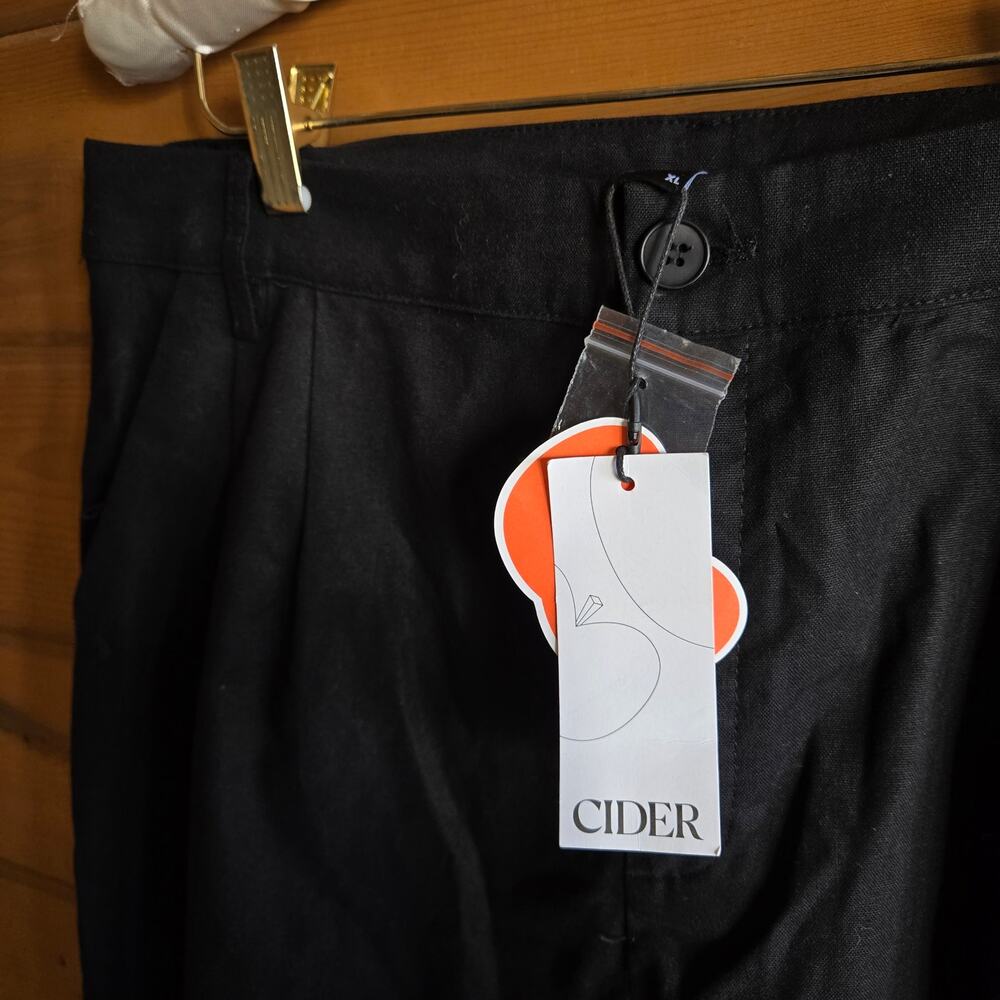 Cider Pant Linen Trouser Wide Leg Black NWT XL Pocket Bottom Boho Preppy Goth - Picture 5 of 6